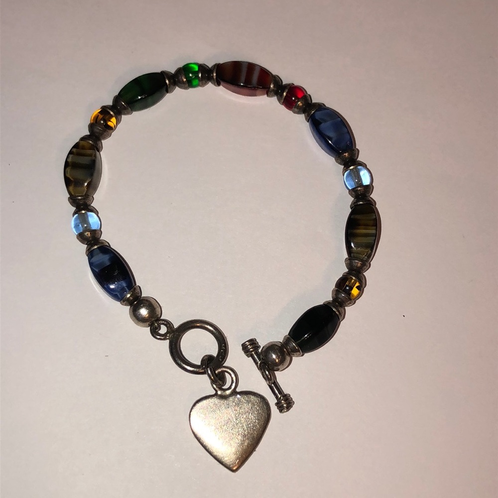 925 Sterling Silver Glass beaded Bracelet.